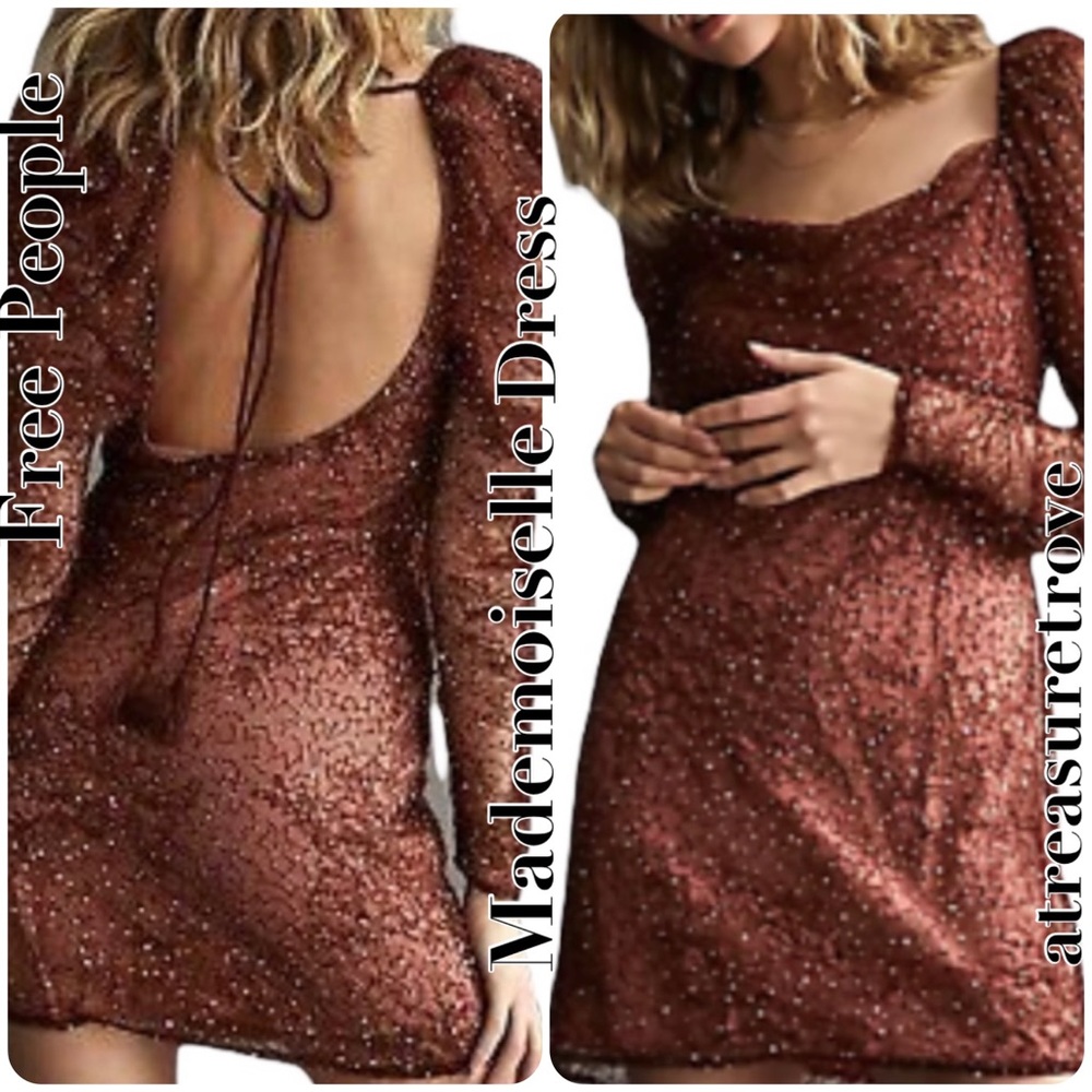 Free People Mademoiselle XS 0 / 2 Red Beaded Sequins Mini Babydoll Dress - Picture 2 of 10